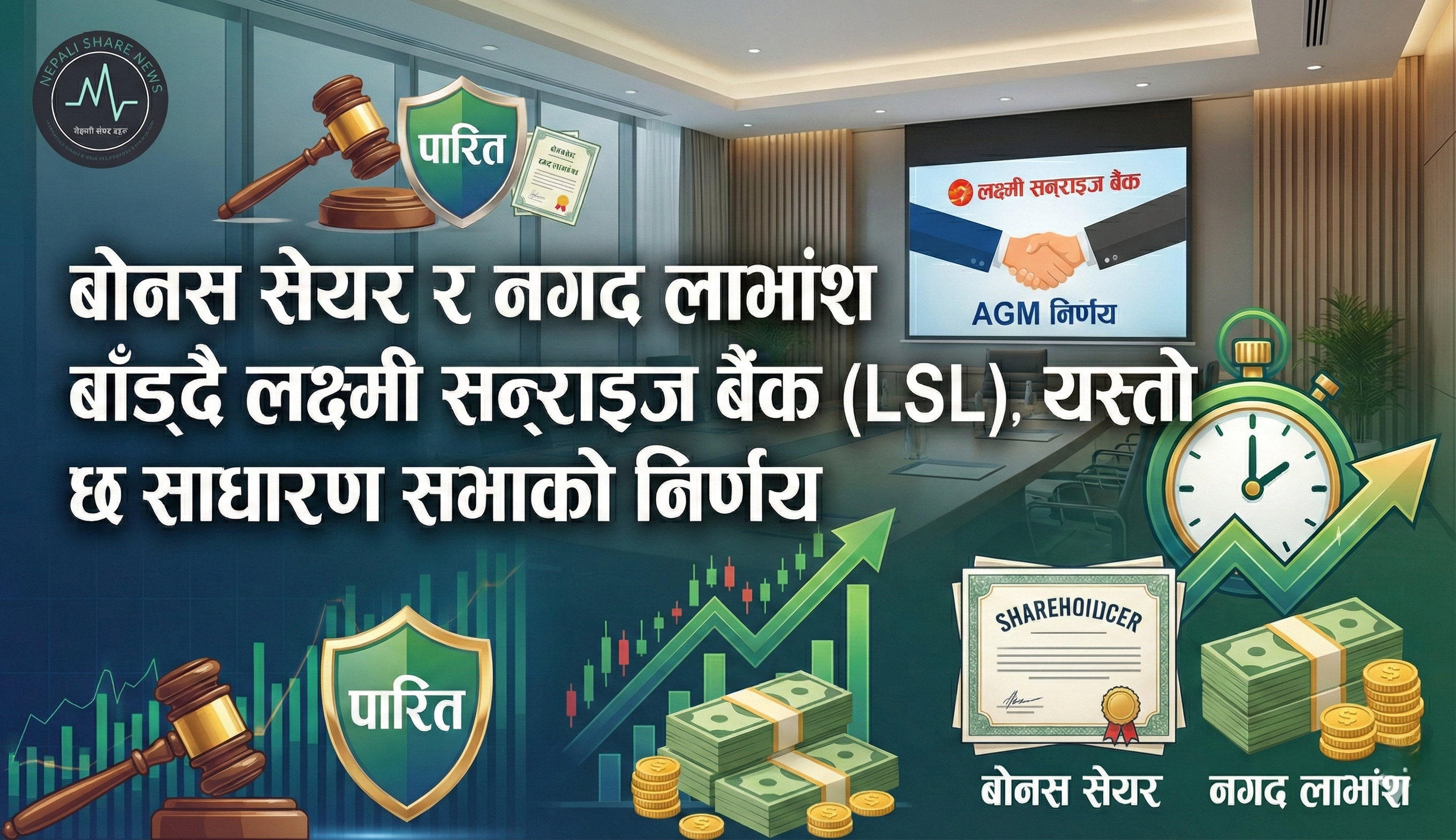 बोनस सेयर र नगद लाभांश बाँड्दै लक्ष्मी सन्राइज बैंक, यस्तो छ साधारण सभाको निर्णय
