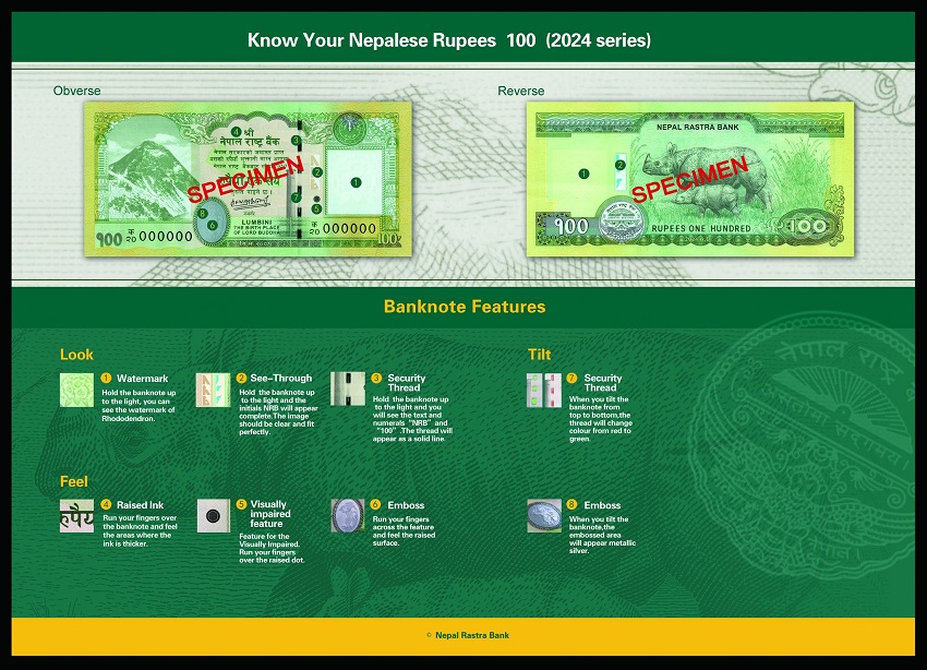 १०० दरको नयाँ नोट चलनचल्तीमा, दृष्टिविहीनले छामेरै थाहा पाउने